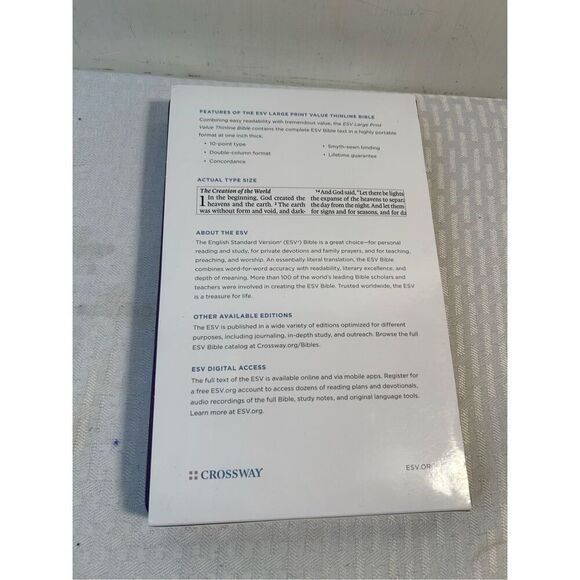 Crossway ESV large print thin line trutone lavender 9"x6"new - Picture 2 of 6